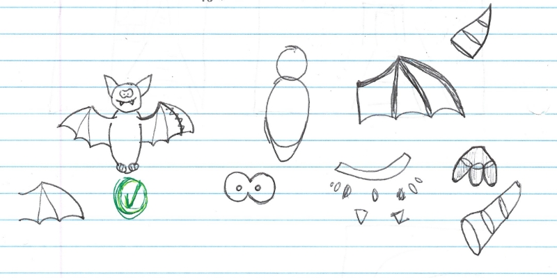 Sketches of a bat.