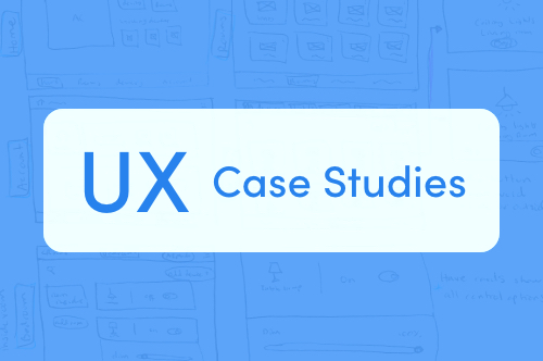 Image with the word UX and with a background of wireframes.