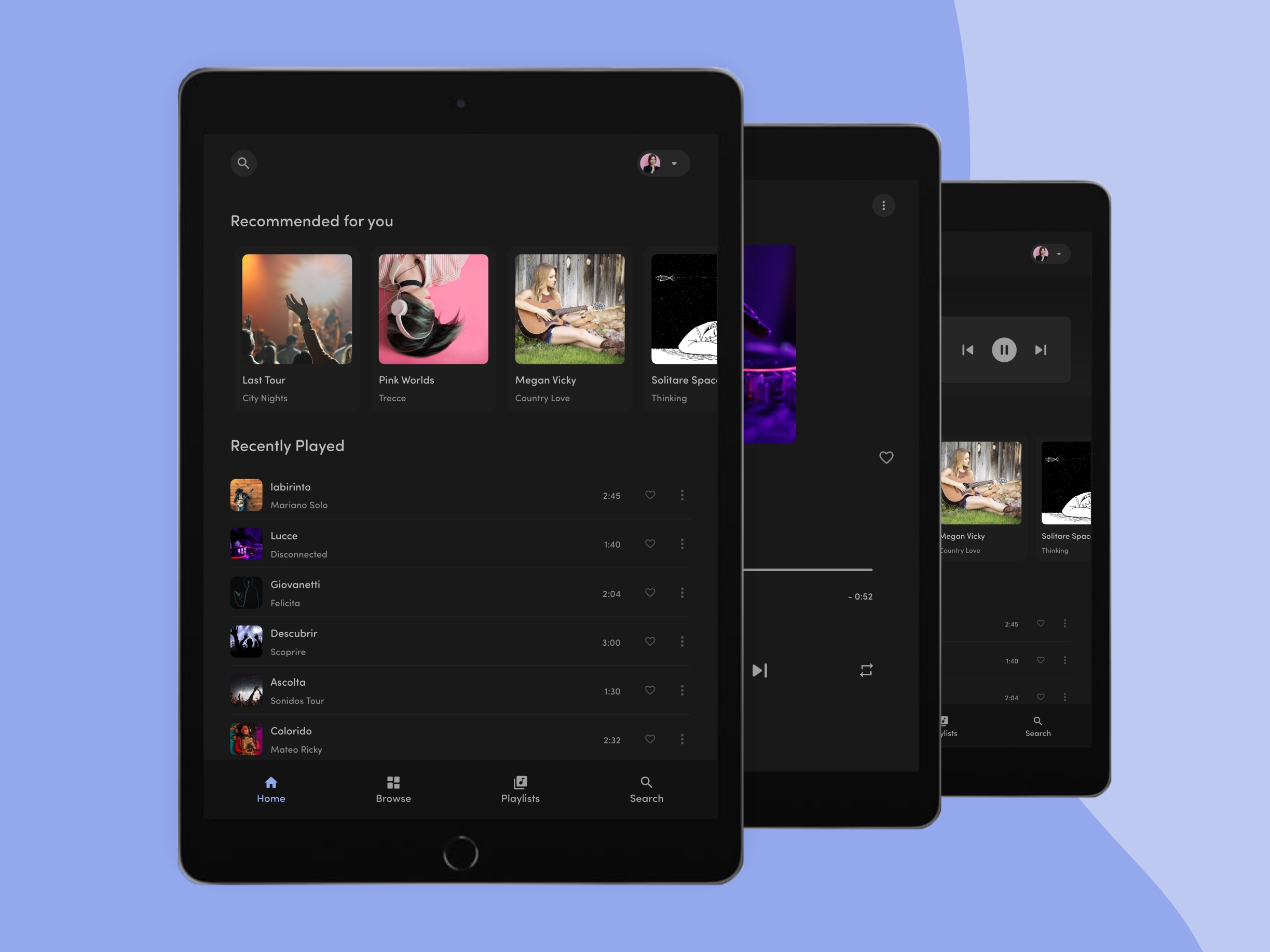 Music player design for iPad